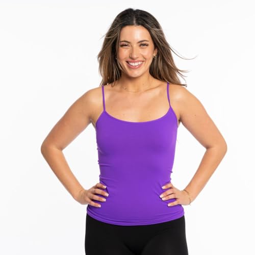 Image of Malibu Sugar Womens Camisole Tank Tops - Seamless Fitted Spaghetti Strap Cami Stretch Basic Womens Camisole for Layering XS-M