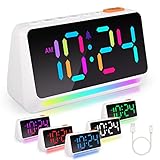 U-picks Wecker Kinder,7 Farben Nachtlicht LED Digitaler Wecker mit Farbe Schriftart,Snooze,Einstellbare Lautstärke und Helligkeit,Digital uhr lauter Kinderwecker für tiefschläfer, Jungen, Mädchen-Bunt