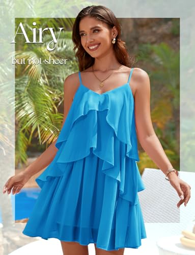 Image of DRESSTELLS Women's Cocktail Ruffle Tiered Dresses, Formal Wedding Guest Graduation Party Mini Dress
