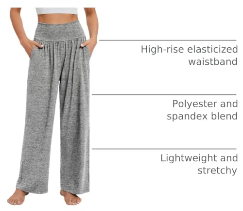 Image of Gracyoga Wide Leg Yoga Pants for Women Casual Loose Cozy Sweatpants High Waisted Lounge Pajama Flowy Pants With Pockets