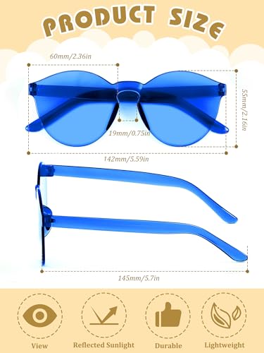 Hoteam 24 Pairs Rimless Round Sunglasses Bulk Tinted Party Sunglasses Transparent Candy Color Eyewear for Women Men Party2