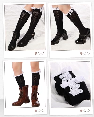 Image of Syhood Long Button Boot Socks with Lace