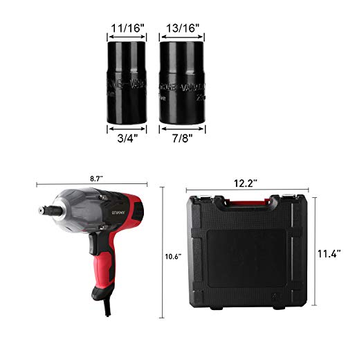 GETUPOWER 120 Volt Electric Impact Wrench 1/2 inch, 350 Ft.lbs Max Torque, Portable Corded Impact Wrench with Sockets and Carry Case