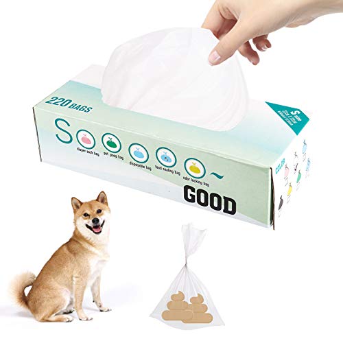 Image of Odor Sealing 220 Count Disposable Bags for Pet Waste, Diapers, Ostomy bags or Sanitary Product Leak Proof Odor Blocking Bags Dog Poop Waste Bags Durable and Unscented (White, S-220)
