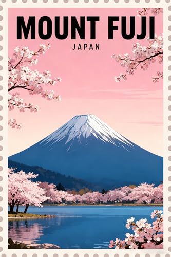 Vintage Metal Tin Sign Mount Fuji, Japan Aluminum Sign For Cafe Bar Garden Home Bathroom Art Decoration 16x24 inch
