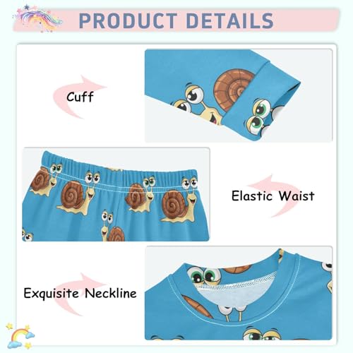 Pajama Sets Long Sleeve Cute Snails Cartoon Pattern Soft Comfy Sleepwear 2 Piece PJS 3-8T4