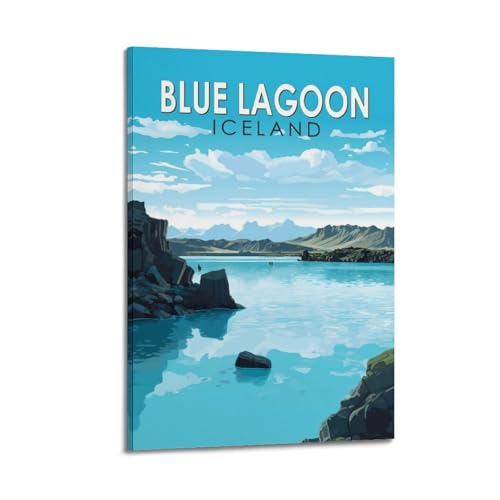 Poster Islande lagon bleu tableau toile décoration murale 40x60