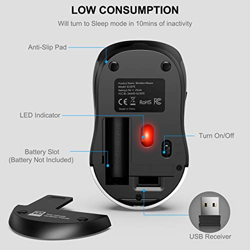 Wisfox 2.4G Wireless Mouse For Laptop, Ergonomic Computer Mouse With Usb Receiver And 3 Adjustable Levels, 6 Button Cordless Mouse Wireless Mice For Windows Mac Pc Notebook (Pure Green) #TOP5