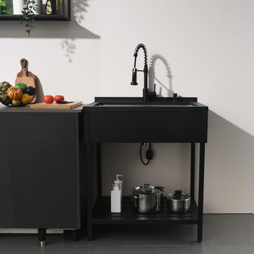 Fregaderos de cocina comercial de acero calibre 16 independiente con acabado negro 3