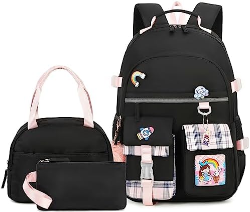 Hey Yoo Cute Backpack for School Backpack for Girls Backpack with Lunch Box Bookbag Set Kids Backpacks for Teen Girls