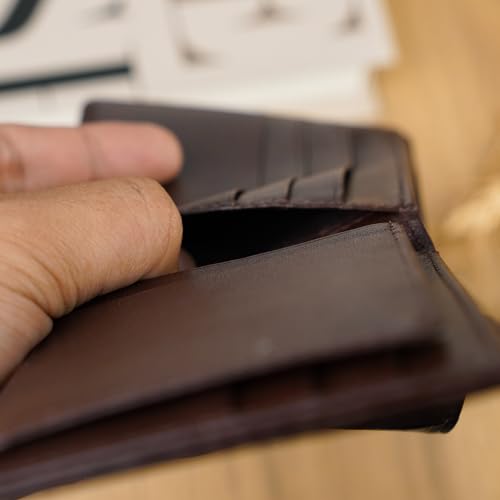Image of HATA Men Leather Wallet Croc RFID Blocking Front Pocket AIIigator Handmade Gift For Birthday Wedding Anniversary Father's Day