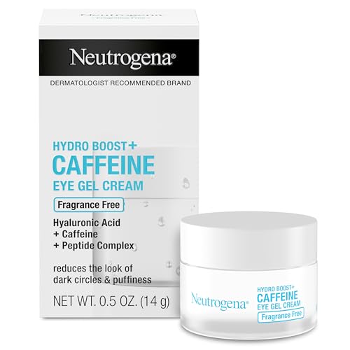 Kenvue Neutrogena Hydro Boost + Eye Cream for Dark Circles & Puffiness, Under Eye Cream with Caffeine, Hyaluronic Acid and Peptides, Fragrance Free, 0.5 oz