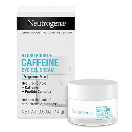 Neutrogena Hydro Boost+ Caffeine Eye Gel Cream, Fragrance-Free Cream with Hyaluronic Acid, Caffeine & Peptide Complex to Reduce the Look of Dark Circles, Fine Lines & Puffiness, 0.5 oz