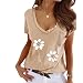 Camiseta Holgada Informal De Verano para Mujer, Camiseta De Manga Corta con Cuello En V Y Estampado De Color SóLido para Mujer, Moda