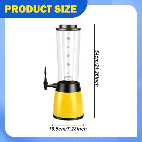 Distributeur de bière de table transparent avec compartiments et base jaune robuste