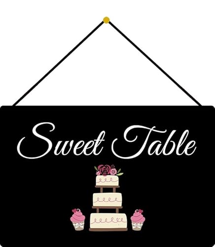 Placa de metal de 20 x 30 cm con cordón para decoración de mesa o tarta