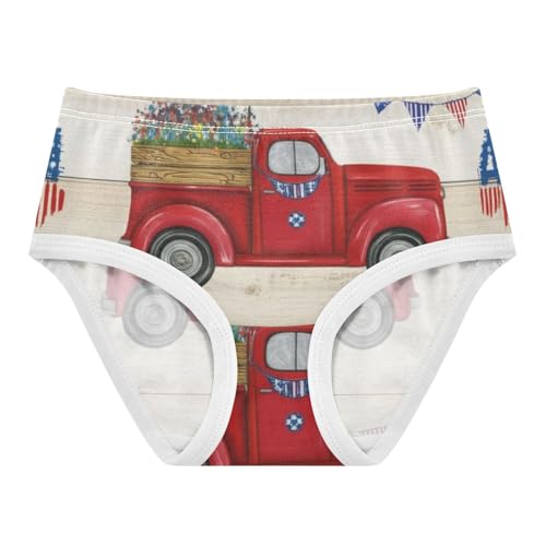 Toddler Underwear Custom 2t Cotton Panties for Girl Florals Briefs Girls Undies Vintage Truck Fourth July - Main Image