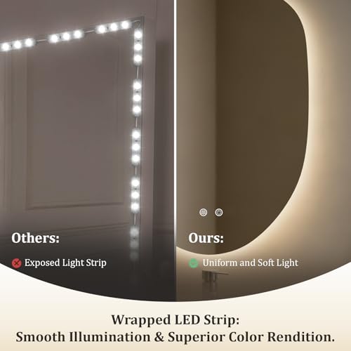 Image of WallBeyond LED Bathroom Mirror with Lights, 23 x 32 Inch Led Bathroom Vanity Mirror for Wall, Anti Fog Mirror for Bathroom, 3 Colors and Dimmable Light, Horizontal /Vertical