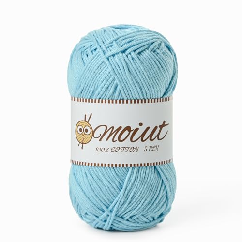 Image of Cotton Yarn for Crocheting, Baby Yarn for Crocheting Soft, 131yds / 1.76oz Fluffy Amigurumi Crochet Yarn, 5 Ply 100% Milk Cotton Yarn for Puzzle、Socks、Clothes(Sky Blue)