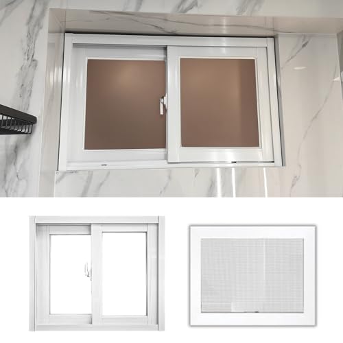 Ventanas Aluminio Ventanas Corredizas de Aluminio para Baño con Mosquiteros, Ventana de Cobertizo con Marco Blanco y Vidrio Transparente, Ventanas Contra Tormentas para Sótanos, Lofts y Gallineros(40x