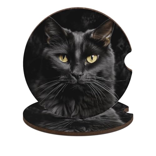 Portavasos para auto con gato negro, 2 piezas universales miniatura 1