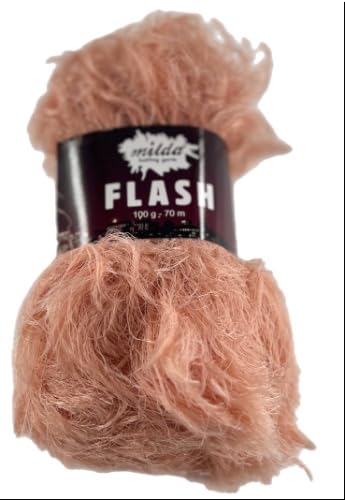 Eyelash Fluffy Furry Milda Flash Knitting Yarn 100g Ball (1722 Blush Peach, 5 Ball)