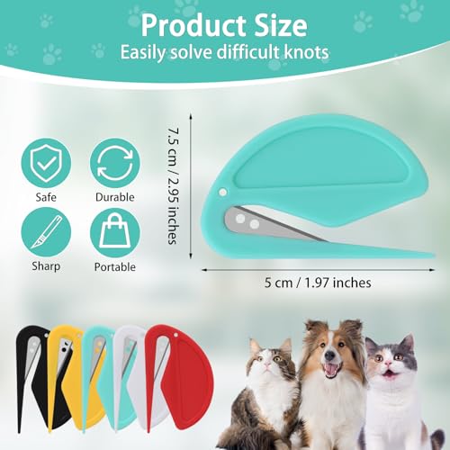 5 Stück Entfilzungsmesser Katze, Multifunktions Haarentfernungskamm, Knotenkamm Haarentfernungswerkzeug, Haustiere Entfilzungsmesser mit Stahlklinge, Wasserbeständig Knotting Comb für Hunde Katzen (A)
