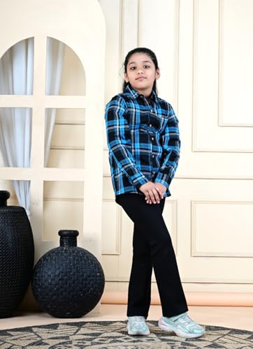 Image of Kids Cotton Shirt - Regular Fit Shirt for Girls & Boys, Unisex Full Sleeves Shirts, Collared Neck,Button Down Shirt, Checks Shirts for Casual Wear