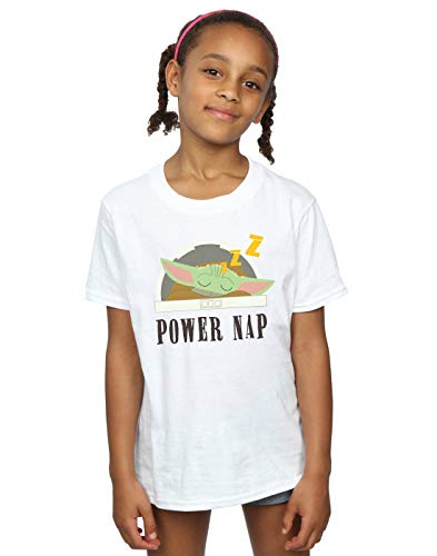 Star Wars Girls The Mandalorian Power Nap Child T-Shirt White 7-8 Years
