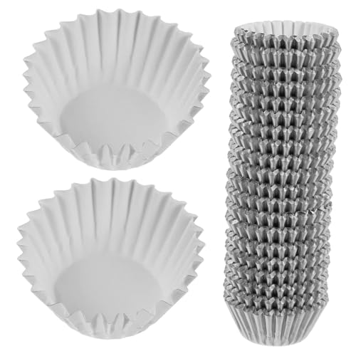 TOBBOMEY 500 piezas Mini Moldes para Cupcakes de Aluminio Grueso Resistentes Altas Temperaturas con Acabado Plateado Elegante Unidades para Hornear Horno Uso Doméstico