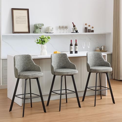 Image of Swivel Bar Height Bar Stools Set of 3, 30 inch Barstool for Kitchen Island