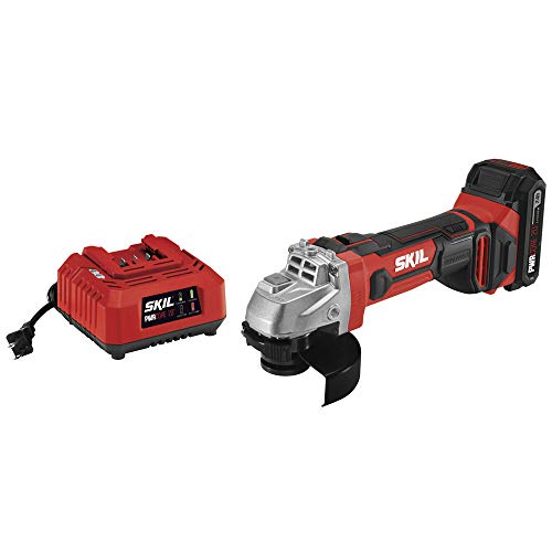 Skil - AG290202 SKIL 20V 4-1/2 Inch Angle Grinder, Includes 2.0Ah PWRCore 20 Lithium Battery and Charger - AG2902-10