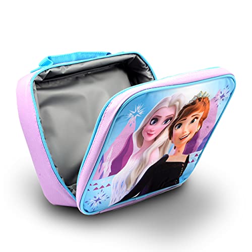 Walt Disney Studio Disney Frozen Lunch Bag Bundle For Girls, Kids ~ Frozen Lunch Box Set Featuring Anna And Elsa With Water Bottle, Frozen Bookmark, Stickers, And More (Frozen School Supplies) #TOP1