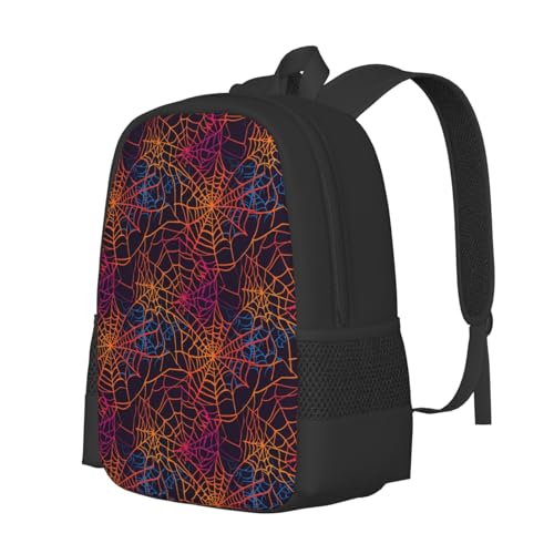 Colorful Neon Spider Web Halloween Backbags Large Adjustable Backpack Lightweight Daypack for Men Women 16.5 Inches2