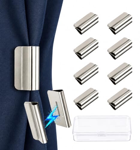 8 Pair Magnetic Curtain Closure Clips No-Drill Magnets for Curtain Clips