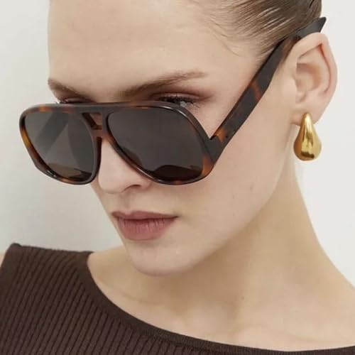 Lunettes de soleil rétro UV400 unisexes style vintage vert léopard - 7