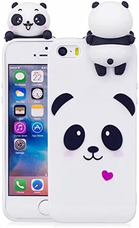 for iPhone 5/5S SE Case, iFunny Cute 3D Cartoon Animals Unicorn Panda Shockproof and Full Protective Soft Silicone Rubber Phone Case for iPhone 5/5S SE (White Panda)