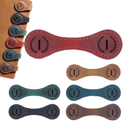 Magnetic Leather Bookmark with 26 Initial for Reading Women,Personalized Magnet Book Marks Gifts for Men,Book Lovers (Red, I)