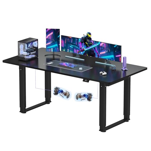SANODESK Scrivania Elettrica a 2 Motori, Gaming, Altezza Regolabile con 4 Gambe 180x80 cm, 4 Memorie, Promemoria Sedentarietà, Nero