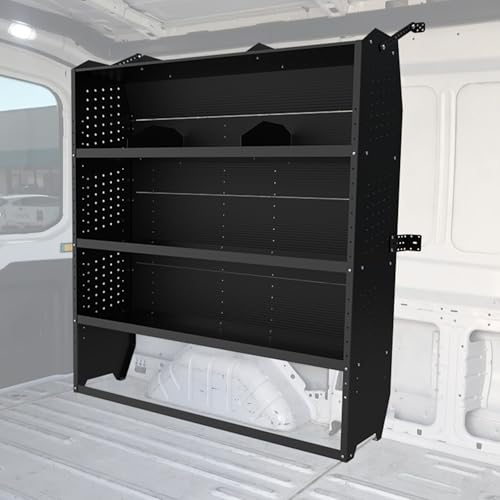 MELIPRON 52W x 60H x 13D Van Shelving Fit for Ford Transit Promaster Sprinter Chevy Express Mid/High Roof Steel Cargo Van Shelves Storage