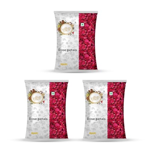 Image of Chounk Premium Sun Rose Petal Dried - 300g (100g x 3) | Dried Roses Petals Edible for Skin Care,Herbal Tea, Decoration on Foods | Dry Roses Petal Edible Toppings for Indian Sweets | Gulab Patti dry