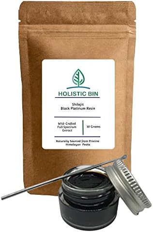 Purest Himalayan Shilajit Resin by Holistic Bin | Black Platinum Resin | Rich in Fulvic Acid, Humic Acid, Fulvic Minerals and Trace Minerals | Mixes Easily Into Liquids | Serving Spoon Included