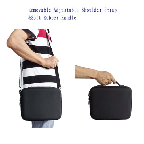 Ruhaya Hard Shell Camera Case Compatible with Canon/Sony camera, EVA Material, Adjustable Shoulder Strap, Zipper Closure, Black, with Elastic Dividers - image 6