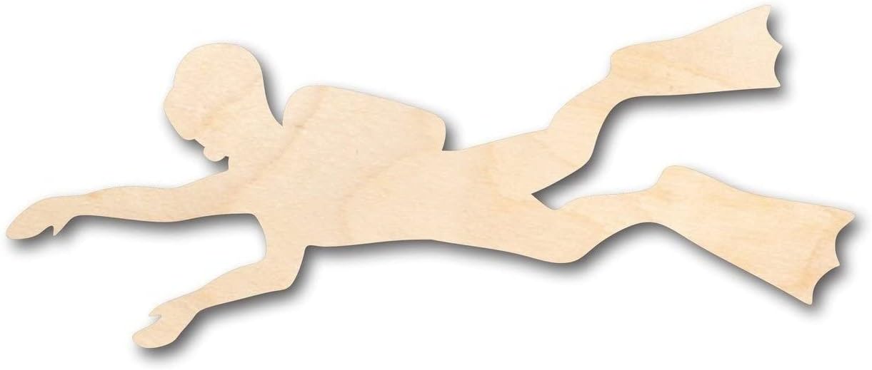 Unfinished Wood Scuba Diver Shape Ocean Craft up to 46" DIY 18" / 1/2"
