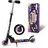 Nattork キックボード キックスクーター 子供 4段階高さ調整 フットブレーキ付きスタンド付き 持ち運び便利 立ち乗り式二輪車 折りたたみ式 耐荷重50kg クリスマスプレゼント 誕生日プレゼント 子供日 (ブラック)