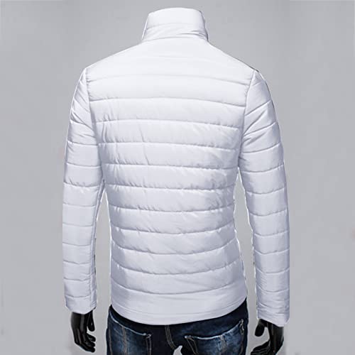 KPNV Jaquetas masculinas leves de inverno quente à prova d'água embalável macio cor lisa acolchoado