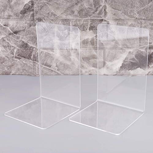 zalati Bookends 2pcs Acrylic Book Ends Anti-slip Book Holders Organizer for Desk Bookshelf Office Home School Supplies - Image 3