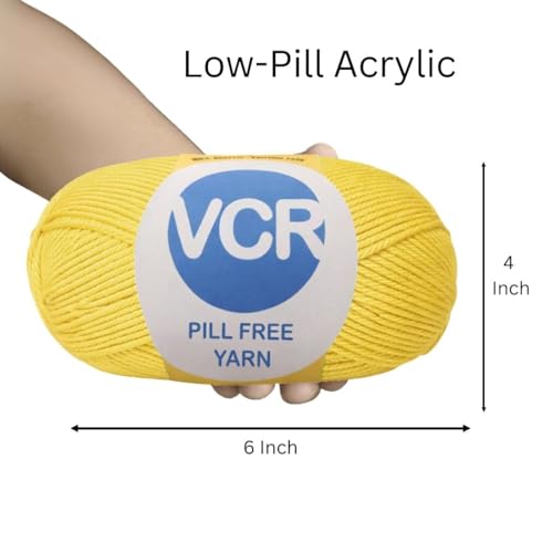 Image of VCR Mustard Yarn, Pill-Free Soft Knitting Yarn, 100 Grams Hank, 263 Meters Length, Low-Pill Acrylic Yarn, Soft Crosia Threads, Pack of 1, Suitable for Beanies, Caps and Gloves