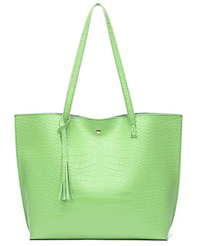 Women's Soft Faux Leather Tote Shoulder Bag from Dreubea, Big Capacity Tassel Ha&hellip;