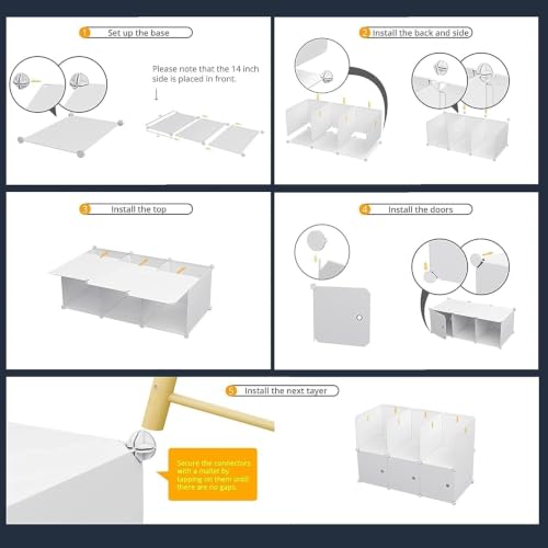 Image of LUHI Plastic Wardrobe for Kids Clothes ? Easy to Use Anti-Skid & Non-Slip Effective Professional, Plastic Cupboard for Kids, Foldable Almirah, Collapsible Wardrobe (White HH2, 7-Shelf-6-Door)